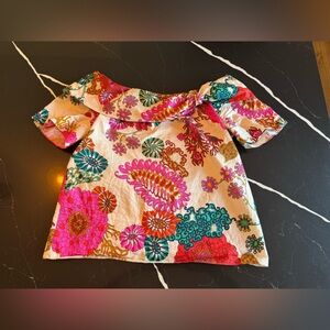 Trina Turk Pink and Teal Floral Blouse